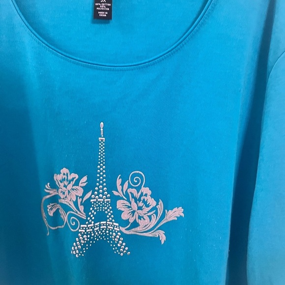 Karen Scott Teal Blue  Eiffel Tower Top Size 3 - Picture 6 of 15